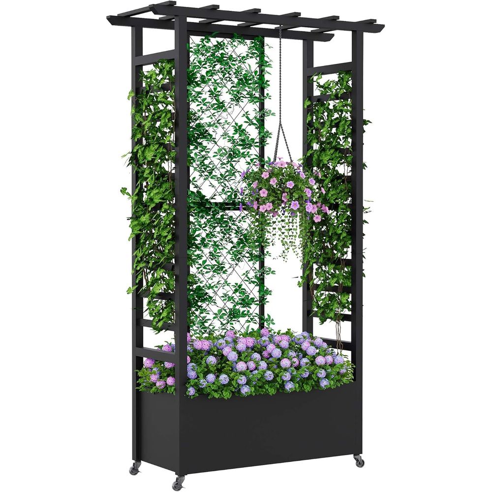Plants X - Elevated Garden Bed with Trellis and